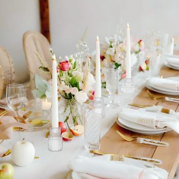 Glass Candlestick Holders Tealight Candle Holders for Table Centerpieces, Wedding Decor and Dinner Party (6 Pcs, Clear)