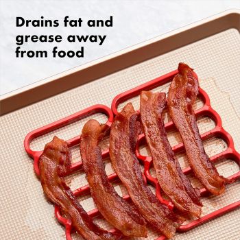 Good Silicone Roasting Racks, 2-Pack,Red, Silicone Roasting Racks Non Stick Easy-Clean Cooling Rack