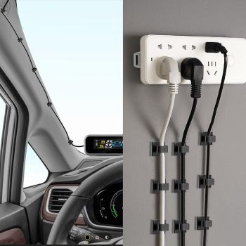 Adhesive Cable Wire Clips Black120pcs, Cable Staples Outdoor Cable Management Wire Organizer Cord Holder for Under Desk, Car, Wall, TV PC Ethernet Cable