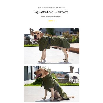Dog Raincoat - Waterproof Winter Jacket with Velvet Inner, Reflective Strip, Green, XXL