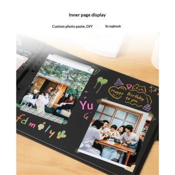 80 Pages Scrapbook Album with  Metallic Markers,Craft Paper Photo Album for Wedding and Anniversary, Family DIY Scrapbook Accessories with Scrapbooking Stickers Corners(Black)…