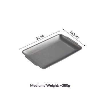 14" x 8" Large Serving Platters Set of 2, Stainless Steel Heavy-Duty Large Serving Trays, Silver Rectangular Plates for Food, Fruit, Party, Wedding, Christmas, Chip and Scratch Resistant