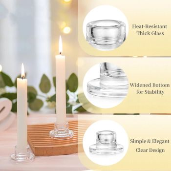 Glass Taper Candle Holders: 10 PCS Candlestick Holders Clear Short Tapered Candle Holder Set - Candle Stick Holder Decor for Table Centerpiece Wedding Party Advent Christmas Home Decorations
