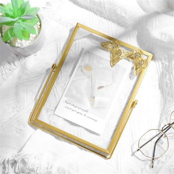Set of 3 Glass Photo Frame Collection Simple Metal Geometric Picture Frame with Glass Cover Includes 4"" x 4"", 4"" x 6"", 5"" x 7""