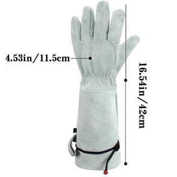 Thorn Proof Gardening Gloves, Long Gardening Gloves for Men & Women, Breathable Cowhide Leather Padded Yard Work（white）