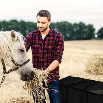 Hay Bale Storage Bag- Horse Hay Bag Black Heavy Duty for Horse Goats Storage Container Feeding Supplies for Feed Trailer,110*40*60cm