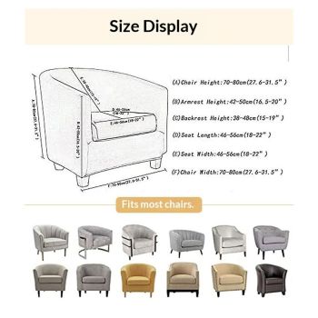 Chair Slipcover Stretch Barrel Chair Covers Printed Tub Chair Slipcovers Round Couch Covers Spandex Armchair Sofa Cover Removable Furniture Protector for Living Room