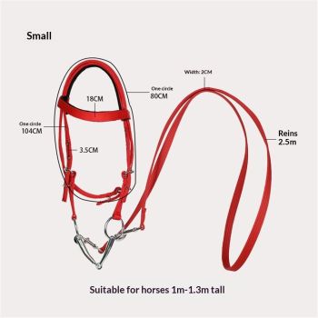 MPitcher head, horse riding, water reins, reins, sizes, pony reins, water reins, reins, equestrian supplies（Red small size below 1.3m）