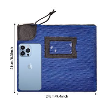 Locking Cash Bag with Keys  Bank Deposit Bag with Pop-Up Lock and ID Cardholder for Secure Money Storage Safe, Blue