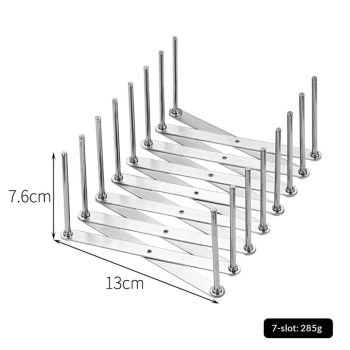 Pot Lid Organizer Pot Lid Holder Adjustable Pot Lid & Plate& Pans multipurpose Organizer Rack Holder Stainless Steel Dish Plate Drying Rack（Long 7-grid design）