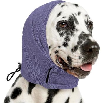 Dog Calming Hoodie, No Shake Ear Wraps for Dogs, Ear Protection Cover Muffs, Head Warp for Anxiety Relief, Noise Reduction, Hematoma, Grooming and Force Drying Protector,（lavender）
