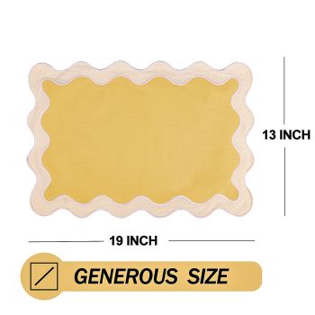 4-piece set of placemats, 13 x 19 inch cotton table mat, washable and heat-resistant table mat, used for table decoration, Bohemian  placemat (beige border)