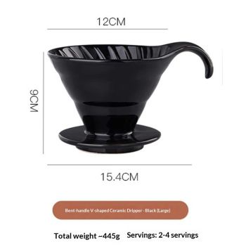 Pour Over Coffee Maker, Single Cup Coffee Dripper, Manual Porcelain Slow Brewing Accessories for Travel, Camping, Office, Home, Cafe, Coffee Gifts (Black)