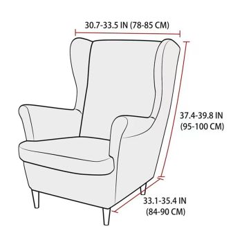 Tiger stool cover+cushion cover elastic silver fox fur cover soft armrest chair cover, with elastic bottom, suitable for living room and bedroom (black)