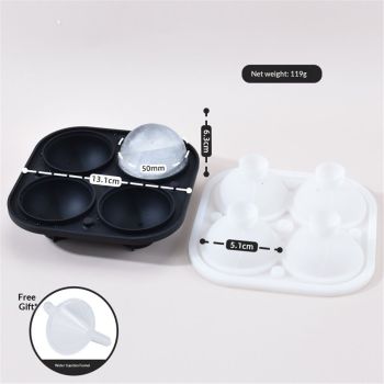 Spherical ice grid for household whiskey quick freezing ice hockey mold, easy to demold, food grade silicone ice grid（black）