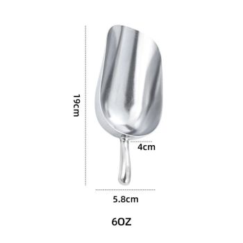 One-Piece Cast Aluminum Round Bottom Bar Ice Flour Utility Scoop, 6 -Ounce, Silver Ice Cube Scoop Shovel Scoops Multipurpose Kitchen Spoon