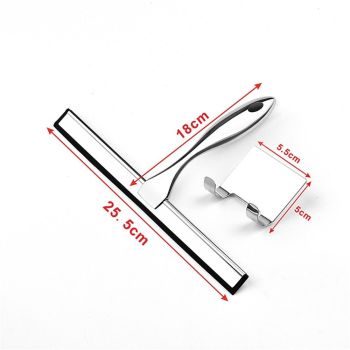 All-Purpose Shower Squeegee for Shower Doors, Bathroom, Window and Car Glass - Stainless Steel, （Scraper+Square Adhesive Hook）
