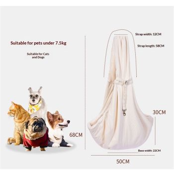 Pet Dog Sling -Puppy Carrier Sling - Adjustable Shoulder Straps Pet Bag Sling -  Dog Sling Carrier - Dog Carrying Front Pouch for Small, Medium Dogs（beige）