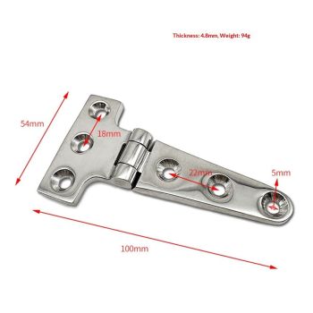 2pcs 316 Stainless Steel T Hinge, Resistance, Mirror Polished,  for Cabinet Doors, Garden Gates, Boats, Yachts（100*54*4.8mm）