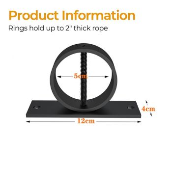 5 Packs Black Rope Support Holder with Cross Screw Securing Rope Drop Ring Brackets Stainless Steel Decorative for Hemp Rope Fencing Stair Deck Railing Ceiling Hook