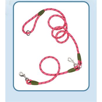 Hands free dog leash for off-road dog running, dog leash for hiking training, hands-free pet leash, heavy-duty reflective pet walking strap (pink 250cm long 1.2m)