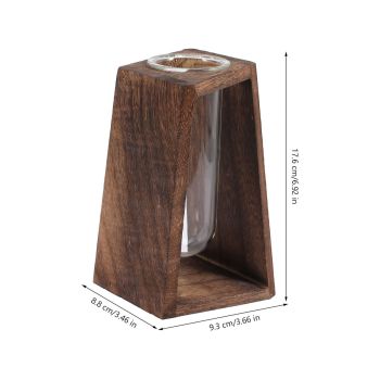 Wooden Frame Test Tube Glass Creative Hydroponic Decorative Ornaments/Flower Arrangement Dried Flower Decoration vintage color