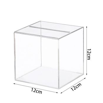 Clear Piggy Bank for Adults, Clear Acrylic, Money Tip Change Box to Help Budget and Save, Unopenable Savings Coin Money Jar Box for Adults(Square small size 12 * 12cm)