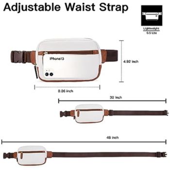Women's PU leather fashionable waist with adjustable shoulder straps and a cross belly fashionable waist bag (white brown)