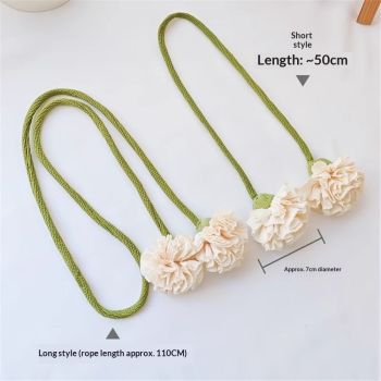 4 Pack Boho Handmade Flower Curtain Tiebacks Curtain Holdbacks - No Drill Rope Curtain Holder, Drapery Holdback Decorative Pull Backs for Nursery & Bedroom Decor (2, Lily of The Valley)