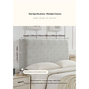 Elastic headboard cover suitable for flip cover of bed headboard, jacquard headboard dust protection cover for bedroom decoration（light gray 1.5m）