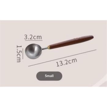 Retro Stainless Steel Coffee Spoon With Black Walnut Handle,Measuring Spoon Walnut handle spoon(1, Small)