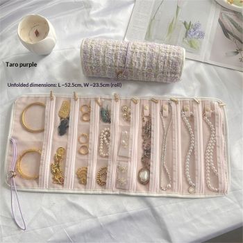 Travel Jewelry Organizer Roll with Zippered Pockets | Tangle-Free Portable Jewelry Storage Bag for Women | Holder for Necklaces, Earrings, Rings, Bracelets(purple)
