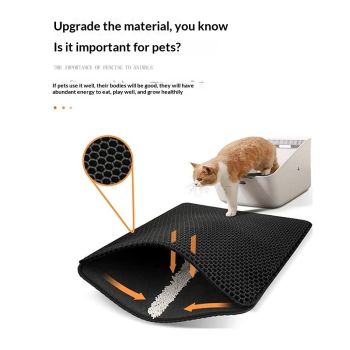 Cat Litter Mat,Double Layer Honeycomb Cat Litter Trapping Mat, Non Slip Waterproof Urine Proof Cat Litter Box Mat for Floor, Kitty Litter Rug, Cat Supplies, Black 30*30cm
