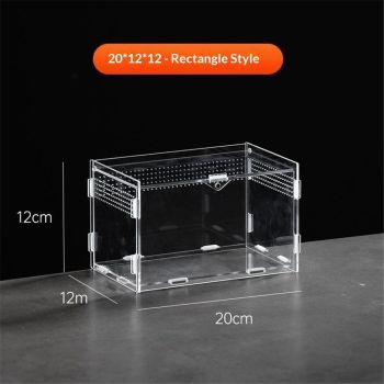 Magnetic Acrylic Case, Micro Habitat Small Tarantula Enclosure Enclosure for arboreal Tarantula Scorpion Sling Lizards Mantis Snake Gecko Jumping Spider Snail Insect Isopods (20X12X12cm  horizontal version)