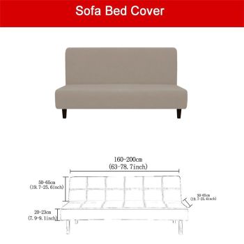 Stretch  Queen Size Couch Cover Sofa Bed Cover Furniture Protector with Elastic Bottom, Elastic waterproof milk silk armless sofa cover universal folding sofa bed cover（Shallow Mocha）