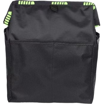 2pcs Hanging Car Trash Can with Storage Pockets, Waterproof Leakproof Oxford Auto Garbage Bag, Multi-Use Organizer for Outdoor Traveling,Home (Black printed green ribbon)