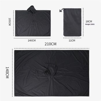 Hooded Rain Poncho for Adult with Pocket, Waterproof Lightweight Unisex Raincoat for Hiking Camping Emergency（black）