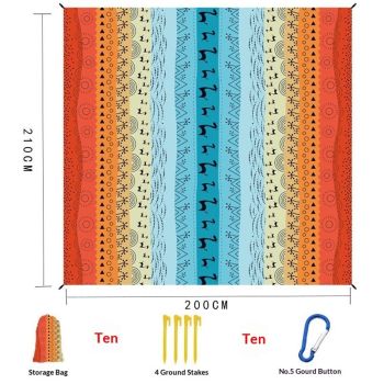 Beach Blanket Waterproof Sandproof Extra Large Beach Mat  for Adults Quick Drying Durable Outdoor Picnic Mat for Beach Travel Camping Hiking（Bohemian 210 * 200cm）