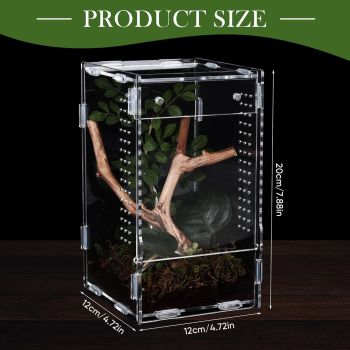 Acrylic Jumping Spider Enclosure Box: Transparent Habitat with Ventilation Holes, Escape-Proof Terrarium for Reptile Pet, Easy to Clean & Observe