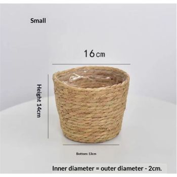Home Decor Woven Straw Flower Pot Seagrass Planters Basket Garden Plant Pot Containers Wicker Rattan Vase Sundries Organizer Storage Bins for Indoor Outdoor Plants Vintage Decor