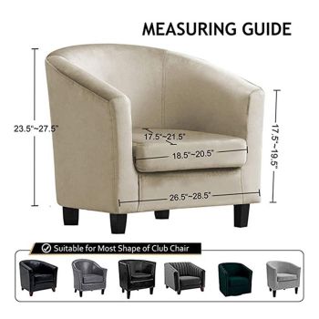 1 Piece Stretch Black/White Barrel Chair Slipcovers with Arms, Round Soft Armchair Sofa Cover Removable Couch Furniture Protector for Bar Living Room Bedroom Hotel Counter