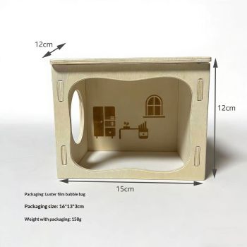 Hamster hiding place, wooden cabin, small animal, pet tunnel, exploration toy, dwarf hamster, sand rat, hedgehog, mouse's secret peephouse (study)