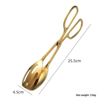 Food Tongs, Heavy Duty Stainless Steel Kitchen Tongs Salad Tongs Heat Resistant Small Serving Tongs for Cooking, Grill, Pastry, Sandwich, Ice, Food Bread Dessert (golden)
