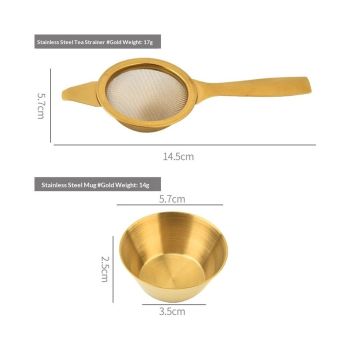 2pcs mini matcha sifter  - 304 stainless steel- brakes clumps in your matcha, tea strainer, cocktail strainer with base, Gold