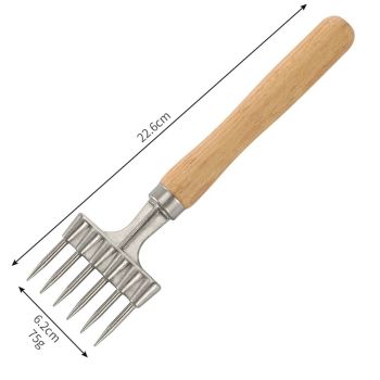 Ice Pick with Wooden Handle, 6 Fork Silver Stainless Steel Ice Crusher for Ice Breaking at Home and Bar (6 Fork)