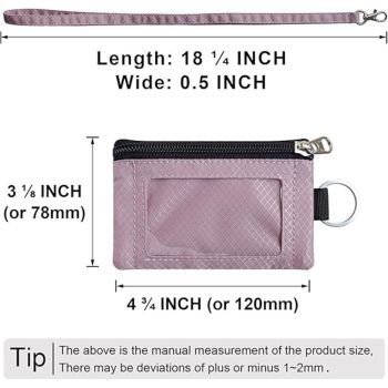 Minimalist  Blocking Small Wallet with ID Window,WaterResistant Zip Id Case Wallet with Lanyard Keychain for Cards,Cash,Travel,Women,Men（dusty pink）