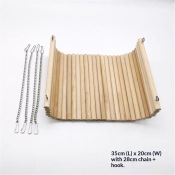 Chinchilla Wooden Suspension Bridge Platform Toy, Small Animal Climbing Toys for Guinea-Pigs Sugar Glider Squirrel and Other Small Animals (Birch 20*35cm)