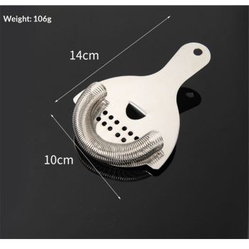 Stainless Steel Cocktail Strainer with High Density Spring | Mirrored Finish - Effortless Straining for  Shakers & Mixing Glasses, One Strainer（Large ice filter）