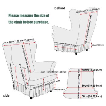 Elastic chair cover, universal chair cover with skirt, living room high back chair cover, easy to wash armchair cover (blue)