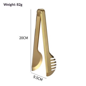 Stainless Steel Pasta Tongs, Spaghetti Tongs with Teeth, Serving Tongs for Noodles, Spaghetti, Cooking (Set of 2, Shiny Gold)